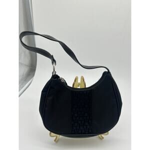 Tommy Hilfiger Black Y2K Mini Shoulder Bag TH Monogram Baguette Purse Classic